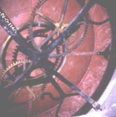 copyright Heather Hobden, photo by Heather Hobden of back of dial of Hampton Court Clock
